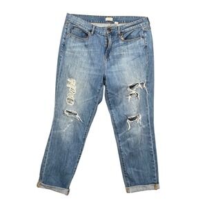 J.Crew‎ Distressed Denim Jeans Relaxed Boyfriend Fit Light Wash Size 30